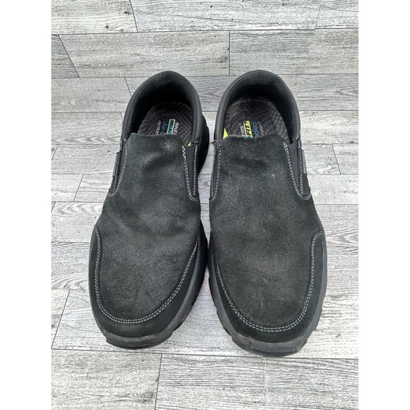 Skechers Relaxed Fit Men Size 10.5 Black Leather Slip‎ On Shoes 204480 Goodyear main image 12